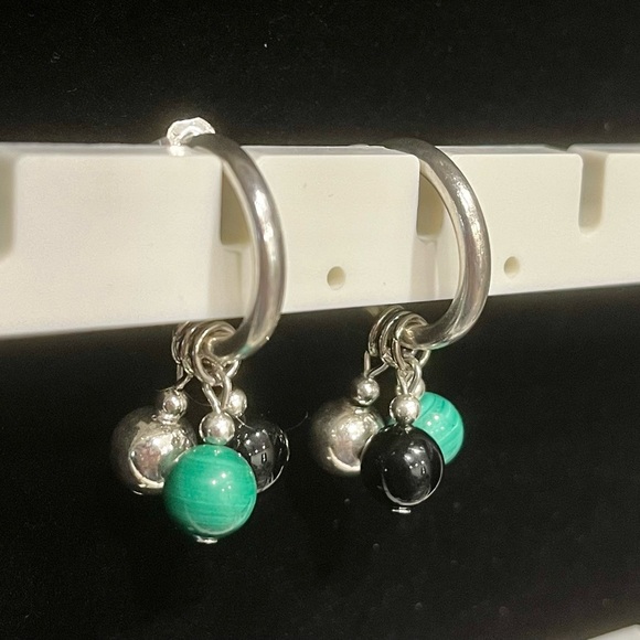 Vintage 925 Sterling Silver Hoop Earrings - Picture 4 of 5